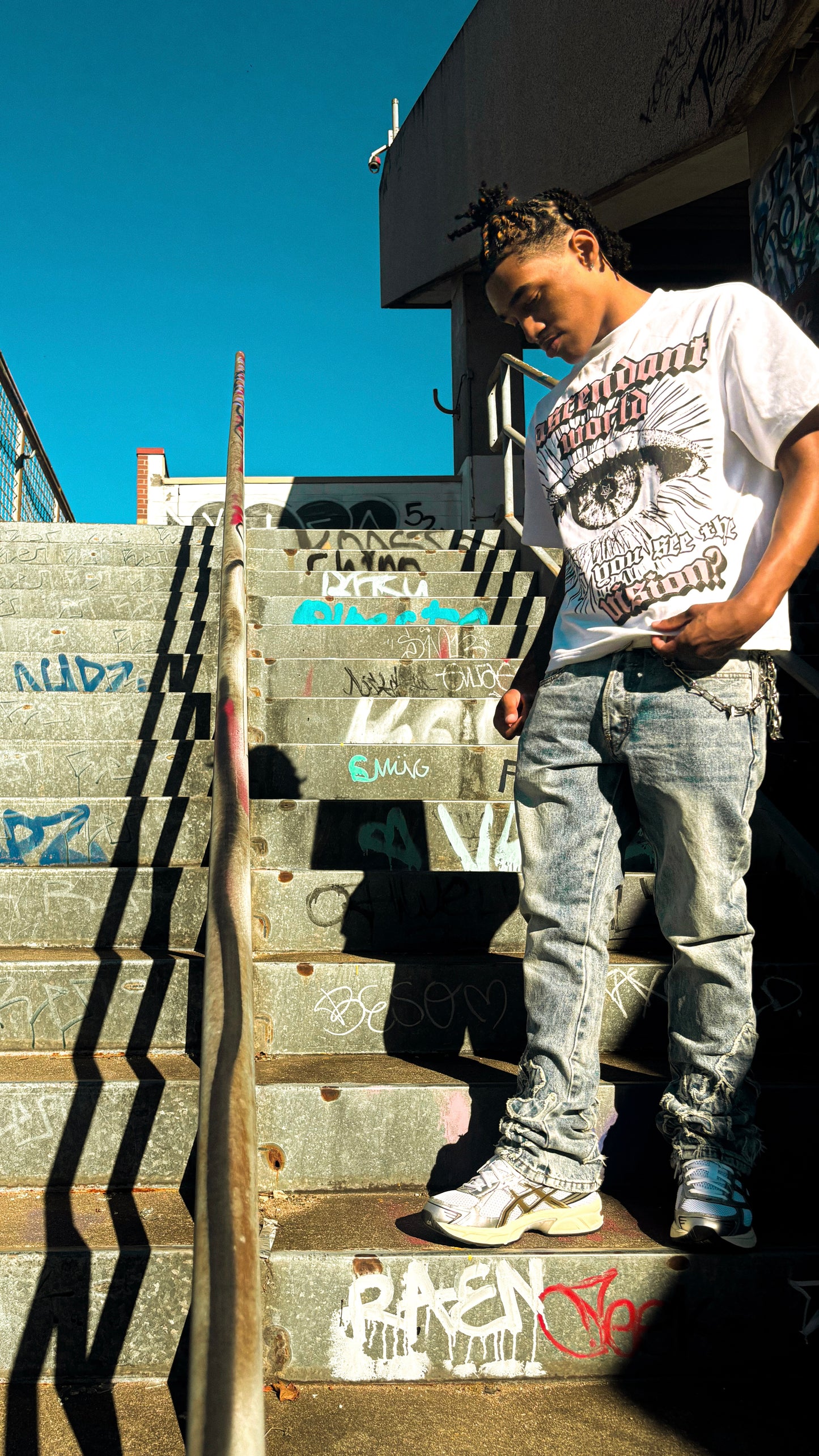"VISION" Boxy Graphic Tee - White