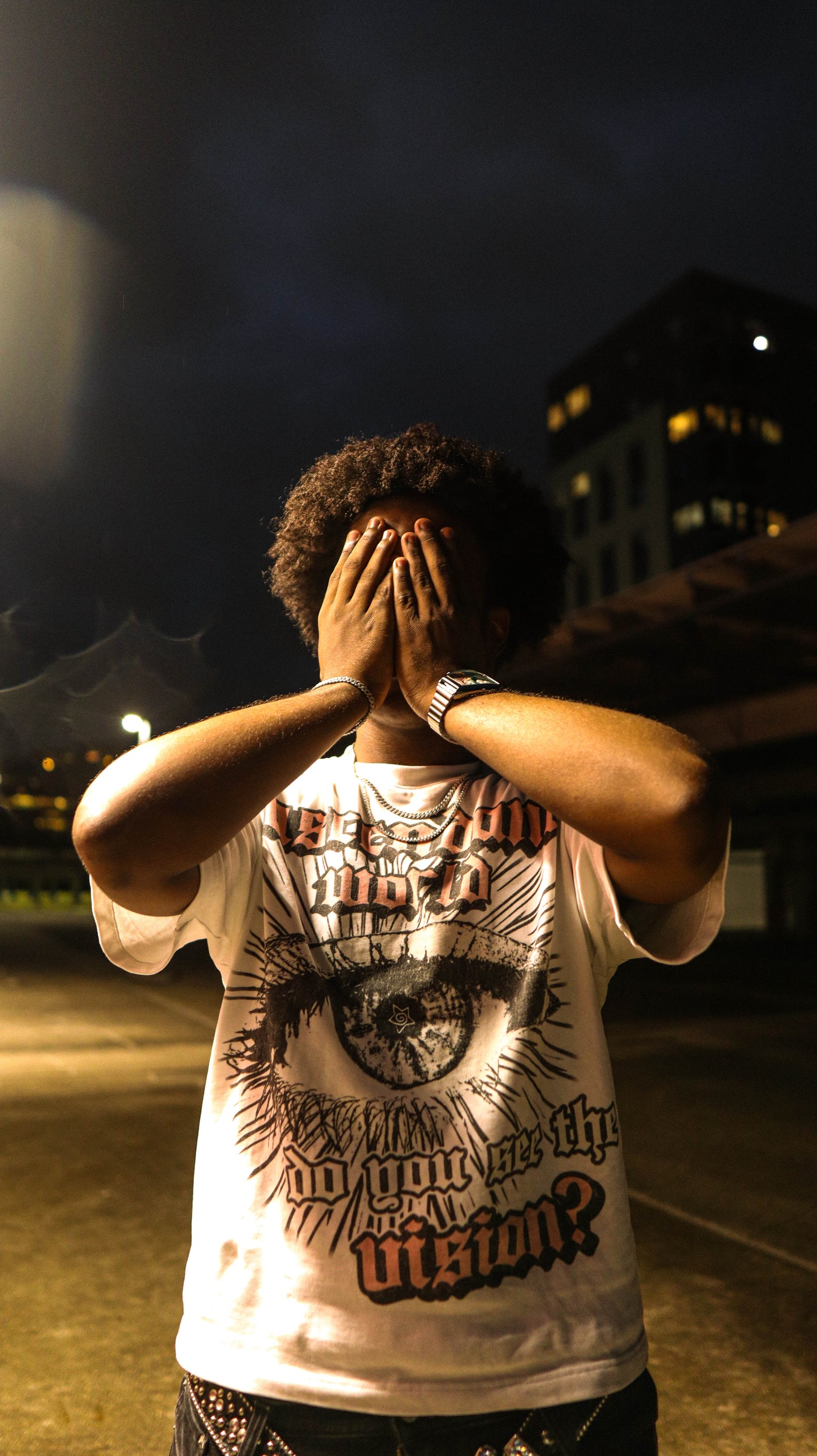 "VISION" Boxy Graphic Tee - White